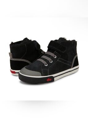 See Kai Run Black High Top Sneakers Toddler Boys 7 Faux Fur Lined Velcro